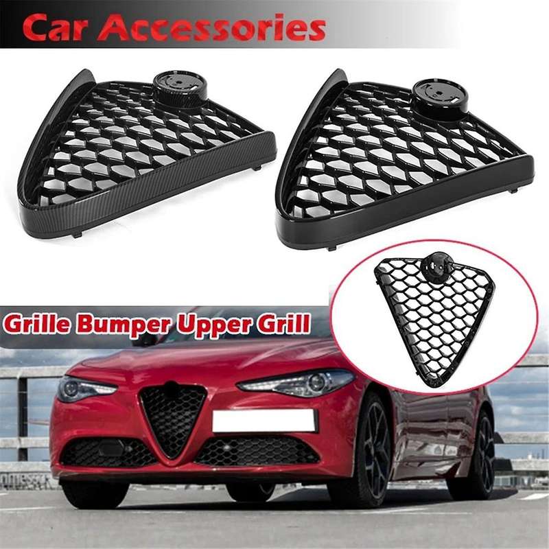 Carbon Fiber Front Bumper Grille Racing Honeycomb Mesh Badgeless Grill for Base 2017-2022