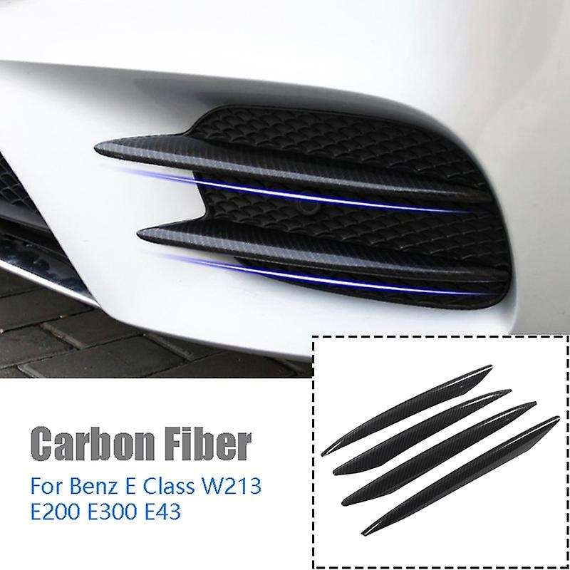 Carbon Fiber Front Bumper Lip Splitter Spoiler Fog Lights Trim Sticker for E Class W213 E200 E300 E4