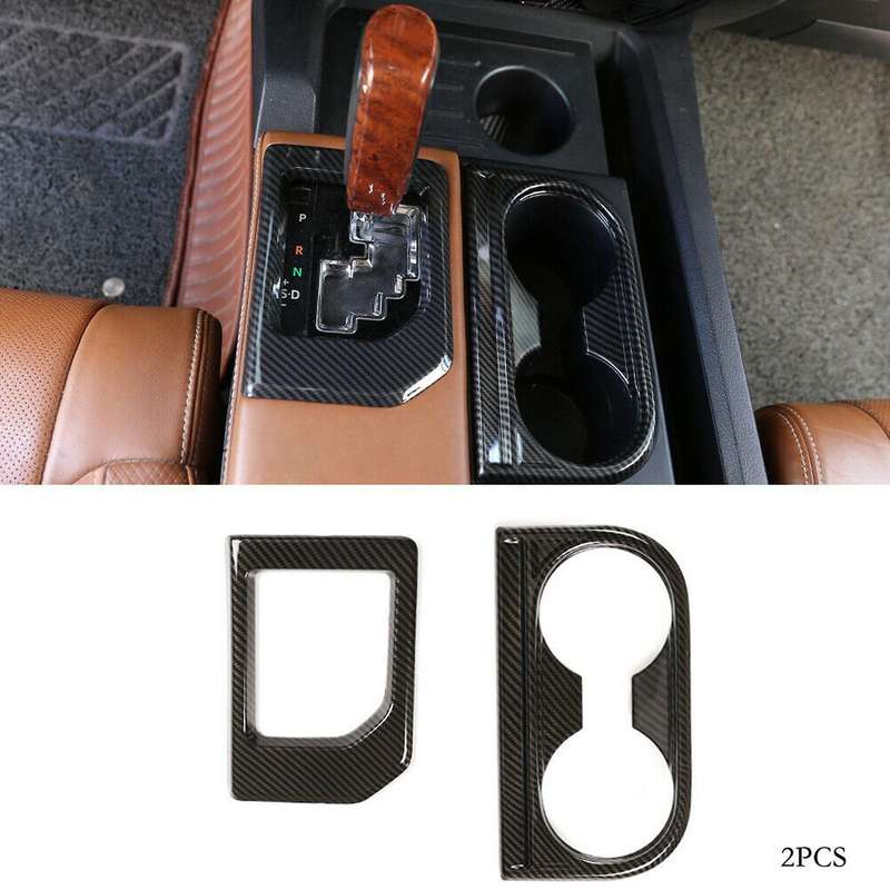 Carbon Fiber Gear Panel & Water Cup Holder Cover for - 2014-2021