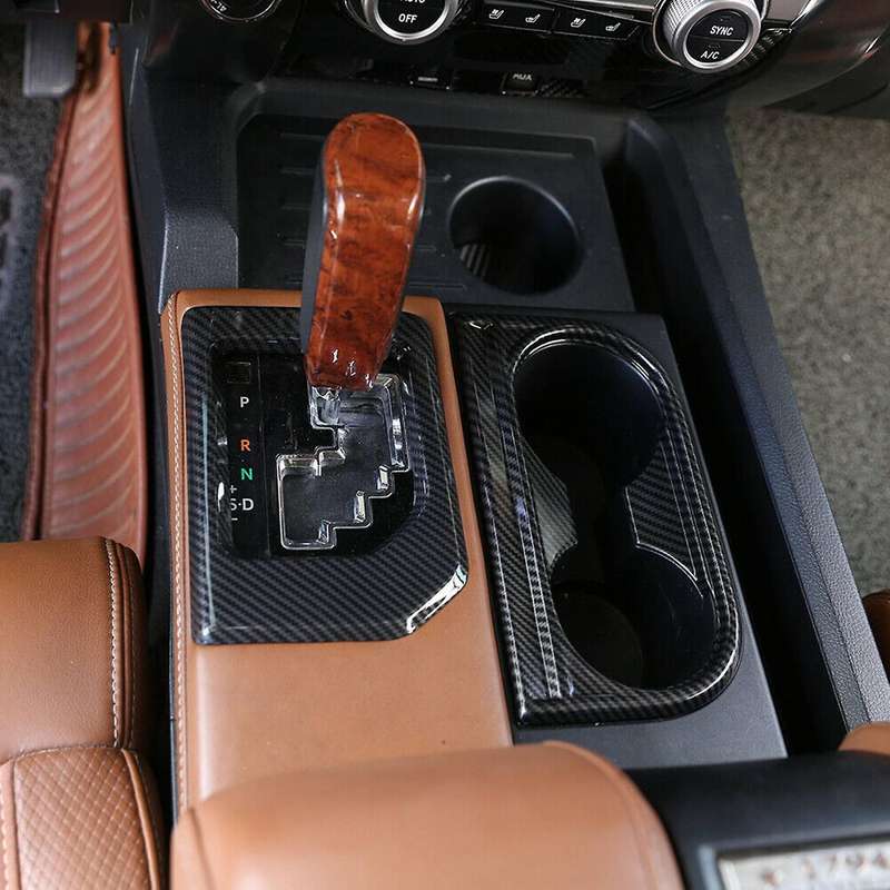 Carbon Fiber Gear Panel & Water Cup Holder Cover for - 2014-2021