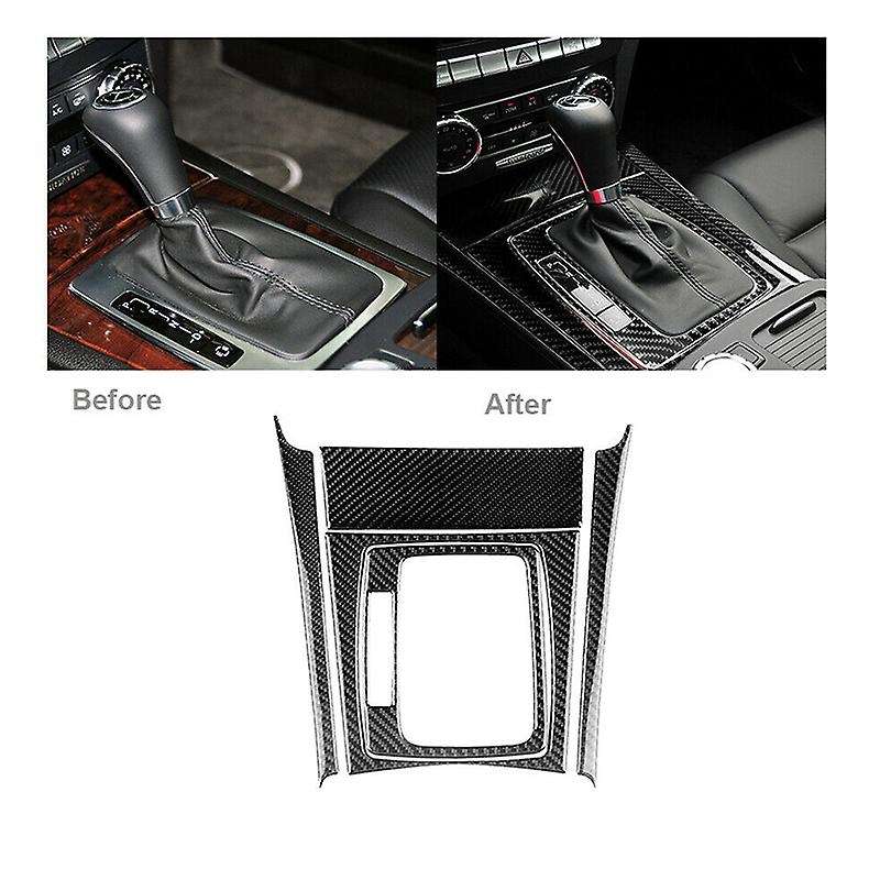 Carbon Fiber Gear Shift Panel Cover Trim Set for - C Class W204 2007-2013