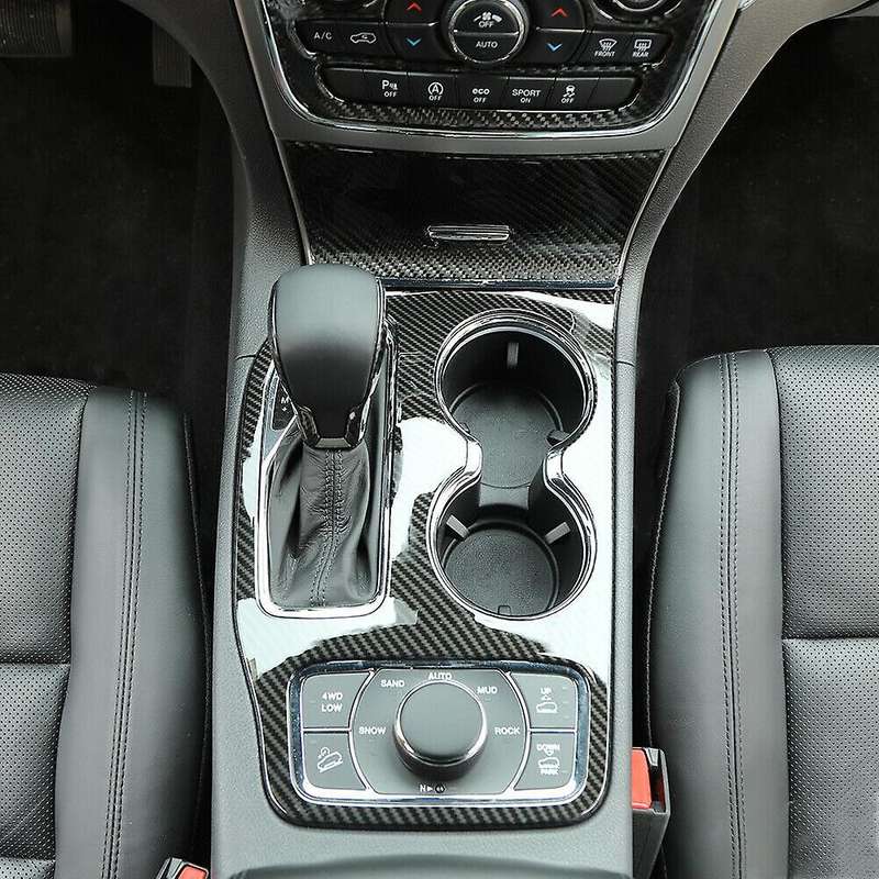 Carbon Fiber Gear Shift Panel Cup Holder Cover Trim for Grand 2016-2019 Car Decoration