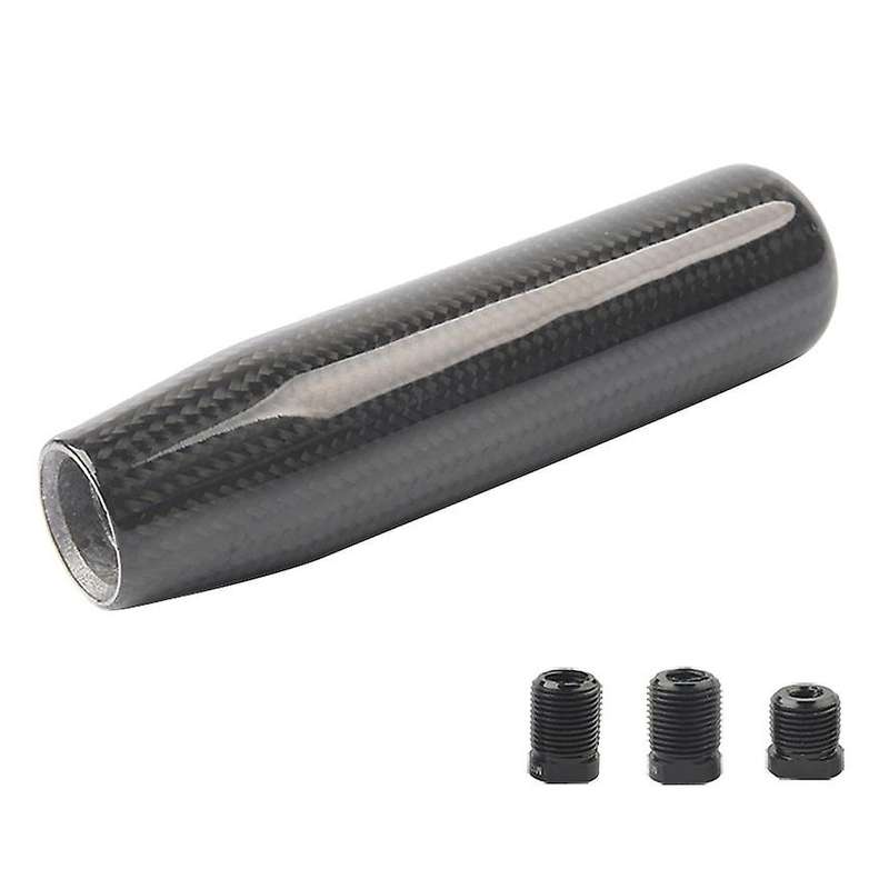 Carbon Fiber Gear Shift Lever Knob Manual Stick Shifter with Adapter Black for Universal Car
