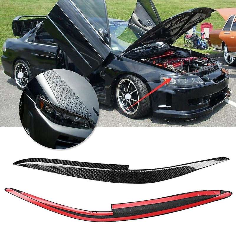Carbon Fiber Headlight Eyebrows Eyelids Trim Sticker for Accord 98-02