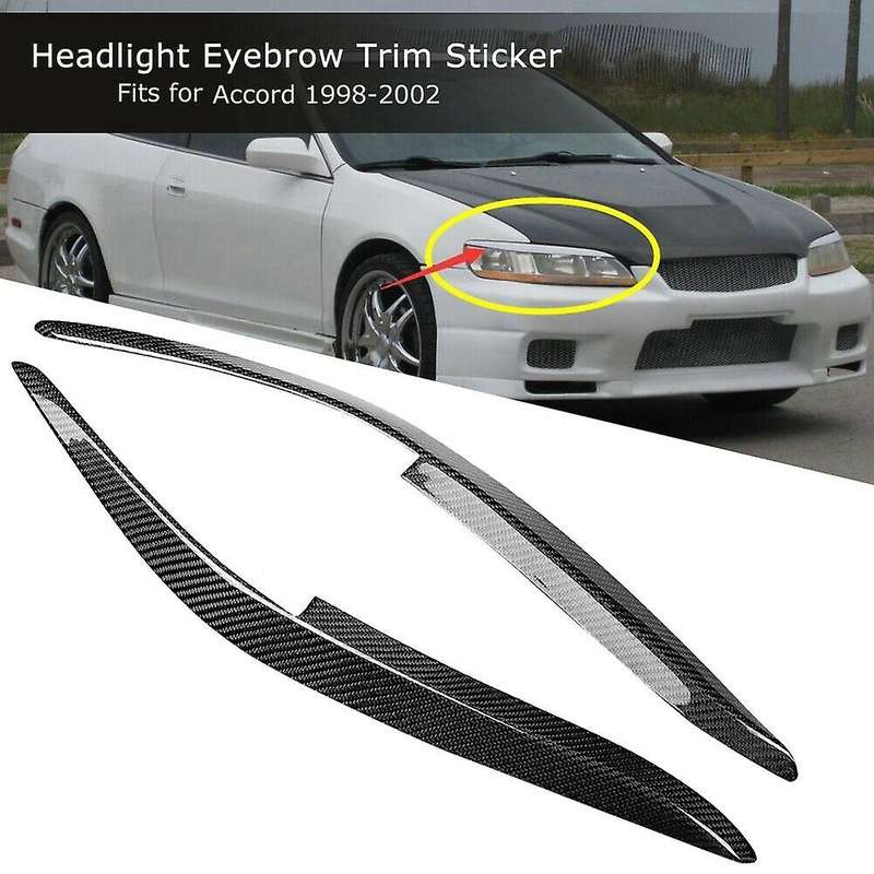 Carbon Fiber Headlight Eyebrows Eyelids Trim Sticker for Accord 98-02