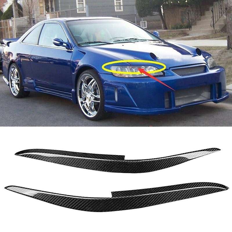 Carbon Fiber Headlight Eyebrows Eyelids Trim Sticker for Accord 98-02
