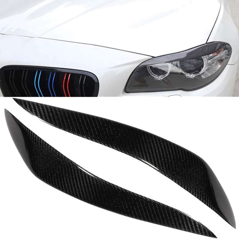 Carbon Fiber Headlights Eyebrow Eyelids Trim Cover HeadLamp Sticker for 5 Series F10 F18 520 523 525