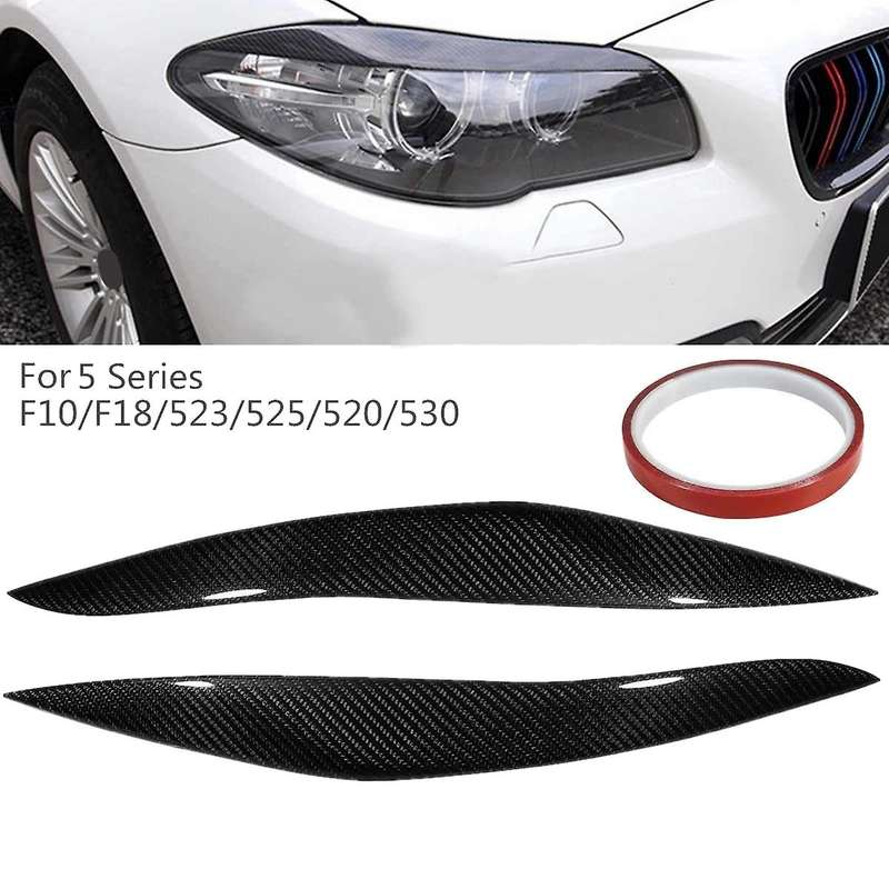 Carbon Fiber Headlights Eyebrow Eyelids Trim Cover HeadLamp Sticker for 5 Series F10 F18 520 523 525