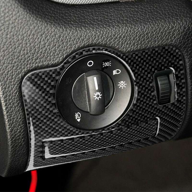 Carbon Fiber Headlight Switch Frame Trim Stickers for 2009-2013