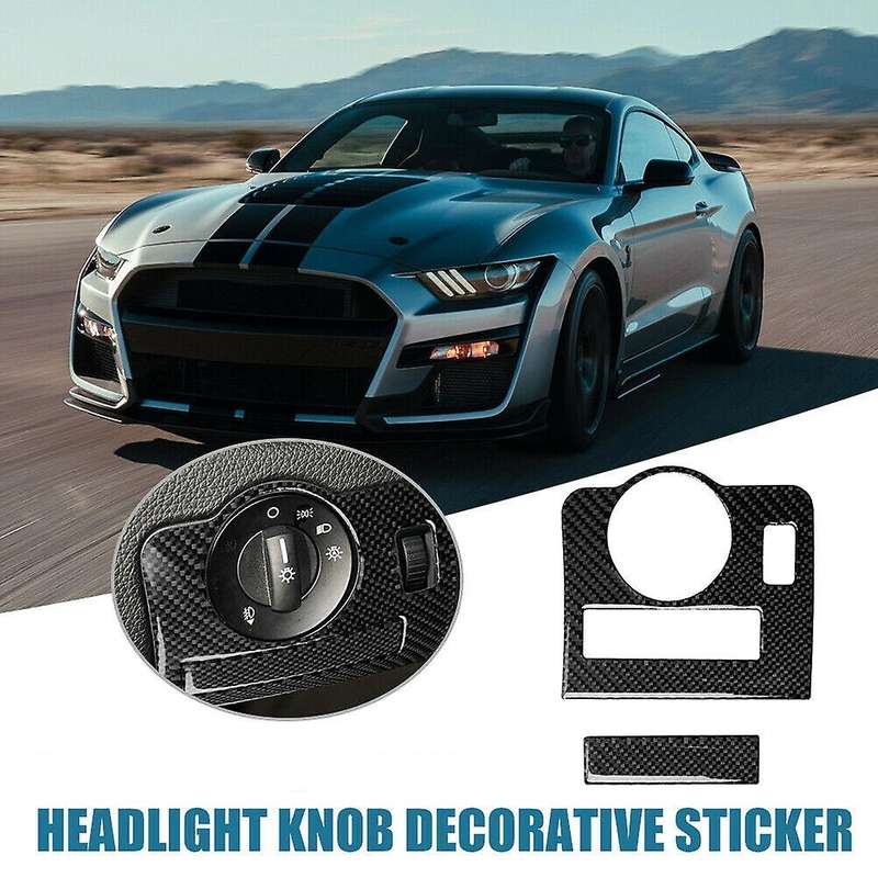 Carbon Fiber Headlight Switch Frame Trim Stickers for 2009-2013