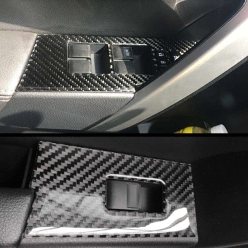 Carbon Fiber Inner Window Switch Panel Cover Trim for 2014-2018