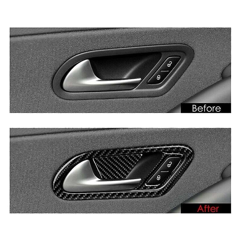 Carbon Fiber Inside Door Handle Bowl Cover Frame Trim & Door Lock Switch Frame Sticker Set for 2009-