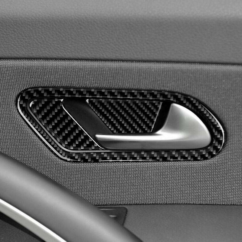 Carbon Fiber Inside Door Handle Bowl Cover Frame Trim & Door Lock Switch Frame Sticker Set for 2009-