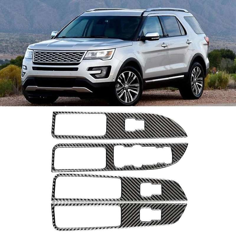 Carbon Fiber Inner Window Switch Panel Cover Trim for Explorer 2013-2019