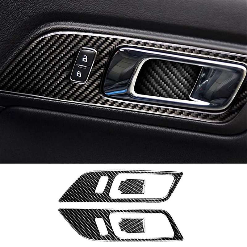 Carbon Fiber Interior Car Door Handle Frame Decoration Stickers Trim Cover for Gt 2015-2021