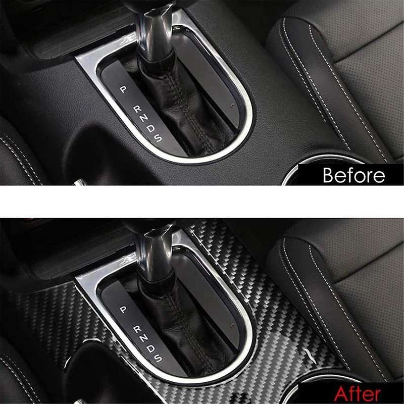 Carbon Fiber Interior Center Console Gear Shift Panel Cup Holder Cover Trim Decal Frame for 2015-20