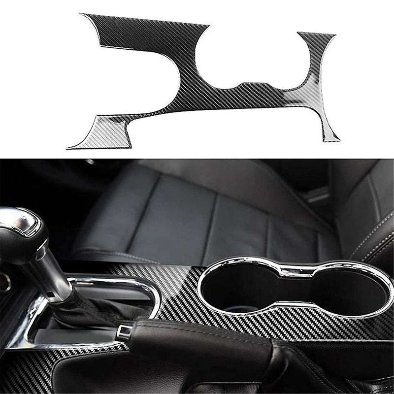 Carbon Fiber Interior Center Console Gear Shift Panel Cup Holder Cover Trim Decal Frame for 2015-20