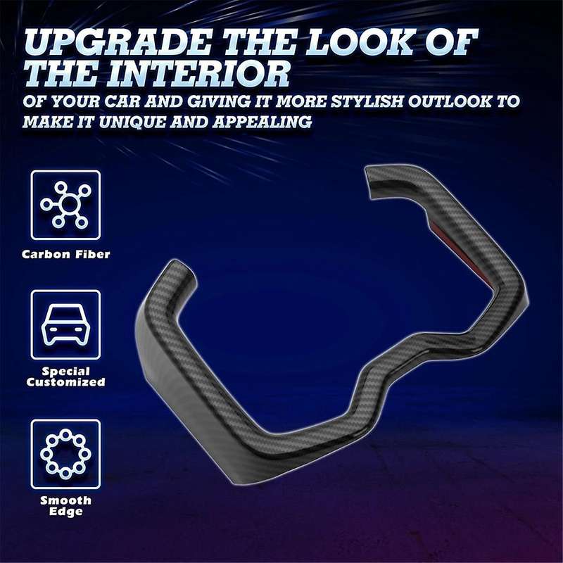 Carbon Fiber Interior Center Console Cup Holder Frame Cover Drinks Holders Trim for 2019-2023