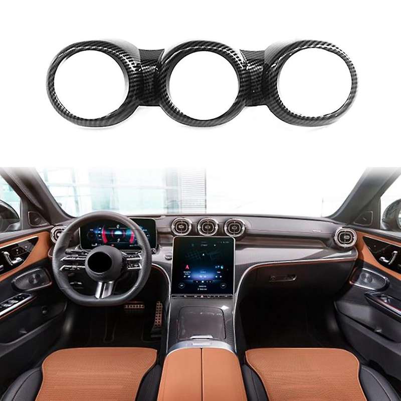 Carbon Fiber Interior Dashboard Center Console Air Vent A/C Outlet Frame Cover Trim for C-Class W206