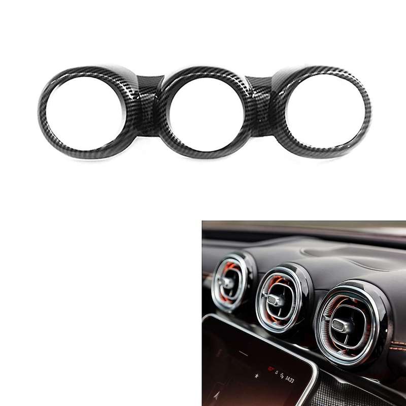Carbon Fiber Interior Dashboard Center Console Air Vent A/C Outlet Frame Cover Trim for C-Class W206