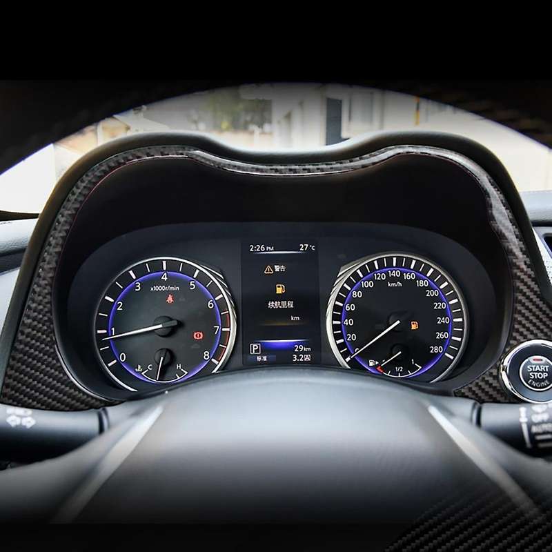 Carbon Fiber Interior Dashboard Frame Cover Trim for Q50 Q60 2014-2019 Car Front Instrument Decorati