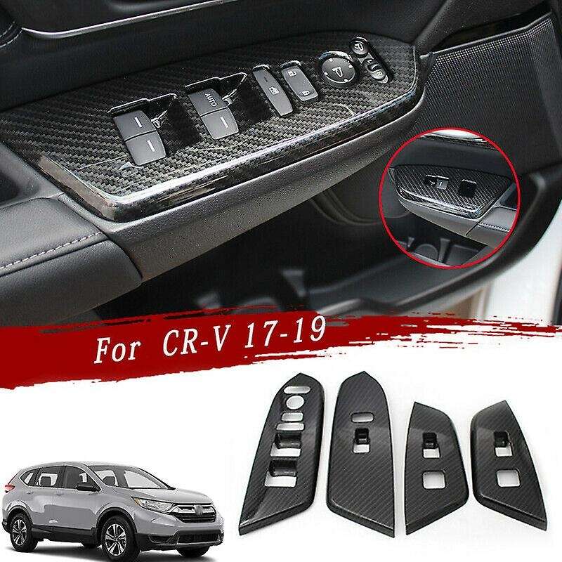 Carbon Fiber Interior Door Armrest Cover Trim for -V 2017-2019 Door Window Lock Switch Lift Cover
