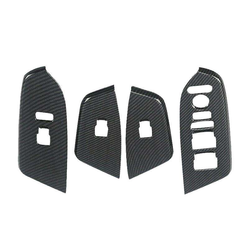 Carbon Fiber Interior Door Armrest Cover Trim for -V 2017-2019 Door Window Lock Switch Lift Cover