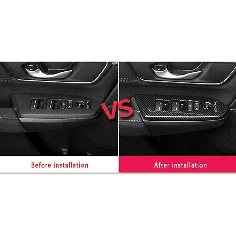 Carbon Fiber Interior Door Armrest Cover Trim for -V 2017-2019 Door Window Lock Switch Lift Cover