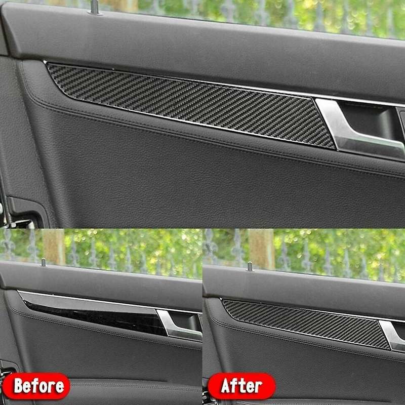 Carbon Fiber Interior Door Panel Cover Trim for C Class W204 07-13