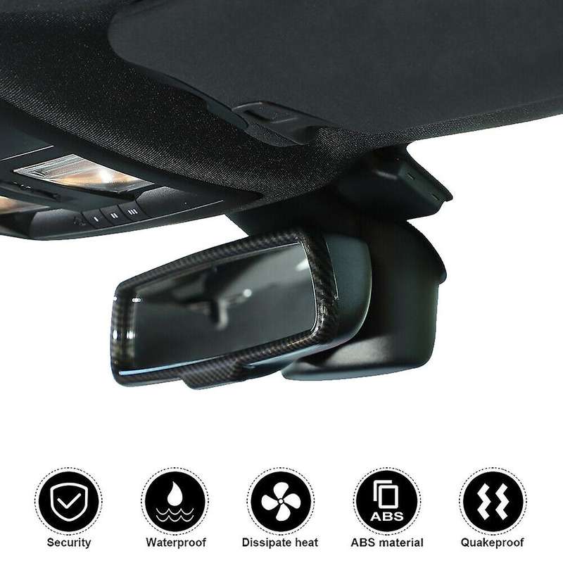 Carbon Fiber Interior Rearview Mirror Cover Trim for 2015-2019