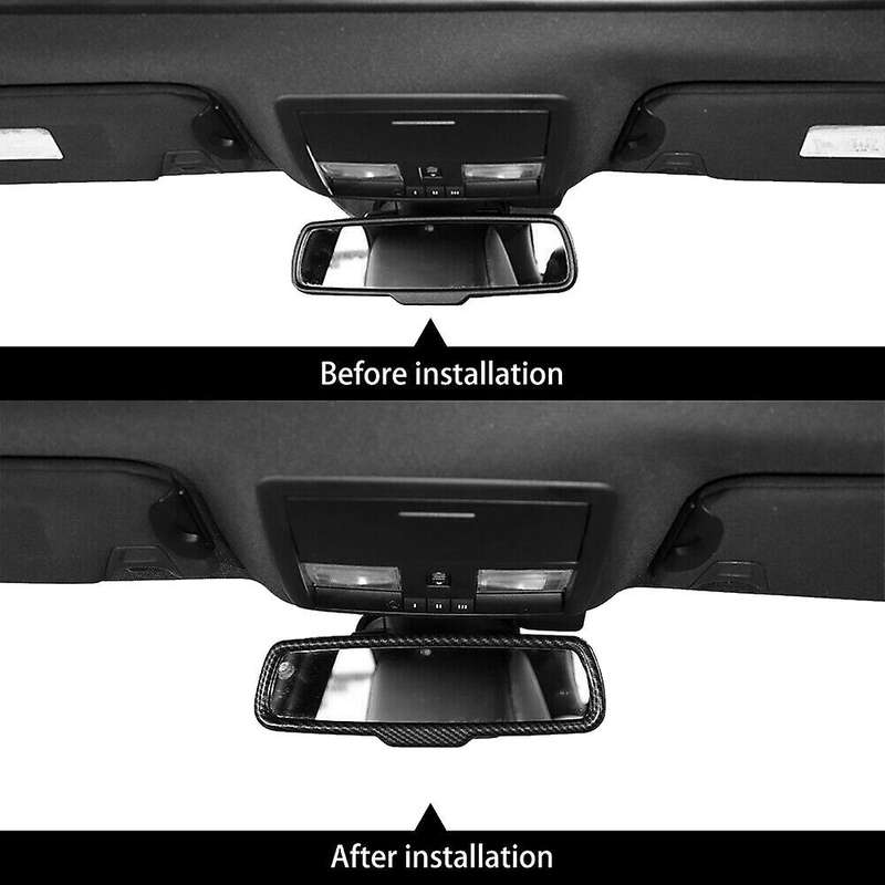 Carbon Fiber Interior Rearview Mirror Cover Trim for 2015-2019