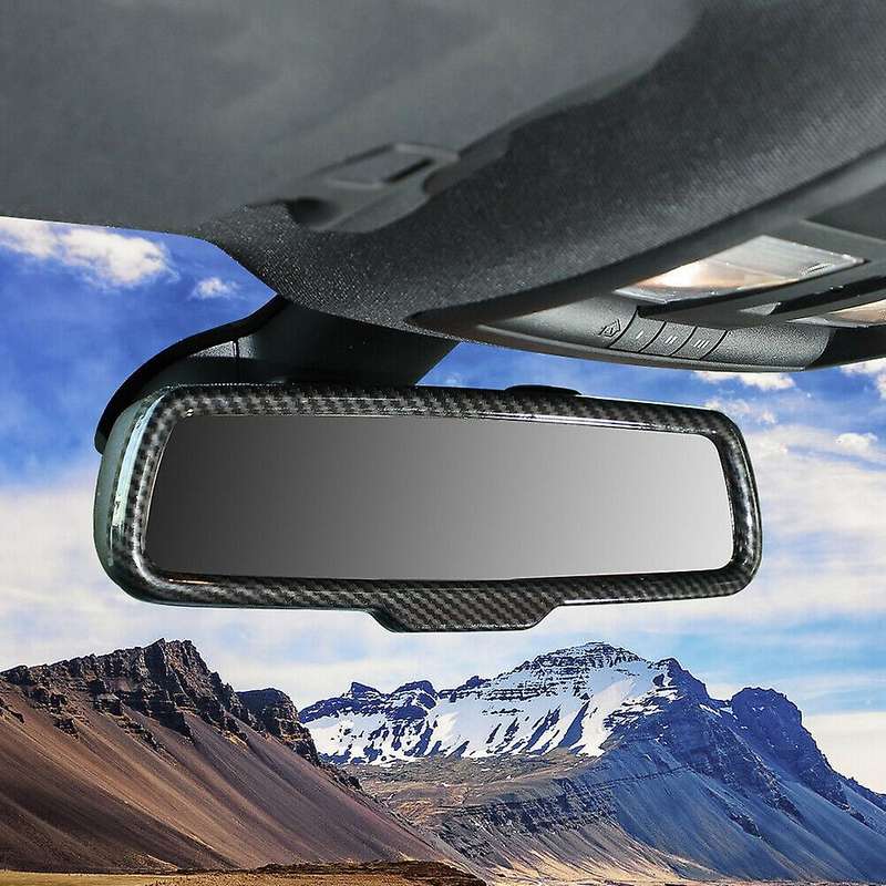 Carbon Fiber Interior Rearview Mirror Cover Trim for 2015-2019