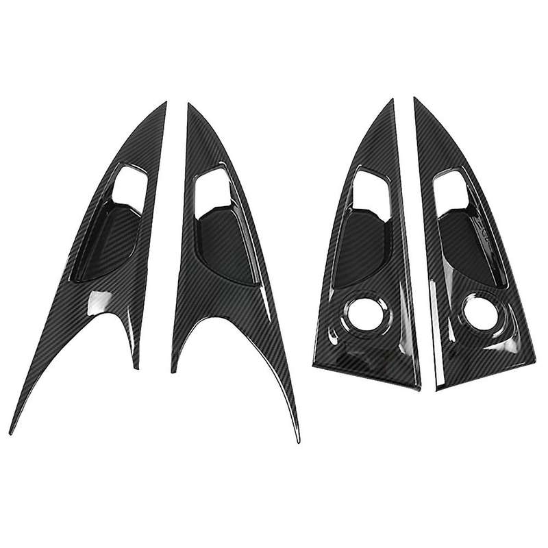 Carbon Fiber Interior Mouldings Inner Door Handle Bowl Panel Cover Trim for Hatchback 2019-2020