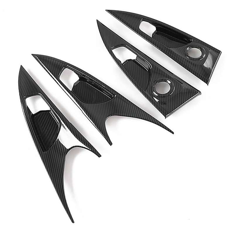 Carbon Fiber Interior Mouldings Inner Door Handle Bowl Panel Cover Trim for Hatchback 2019-2020