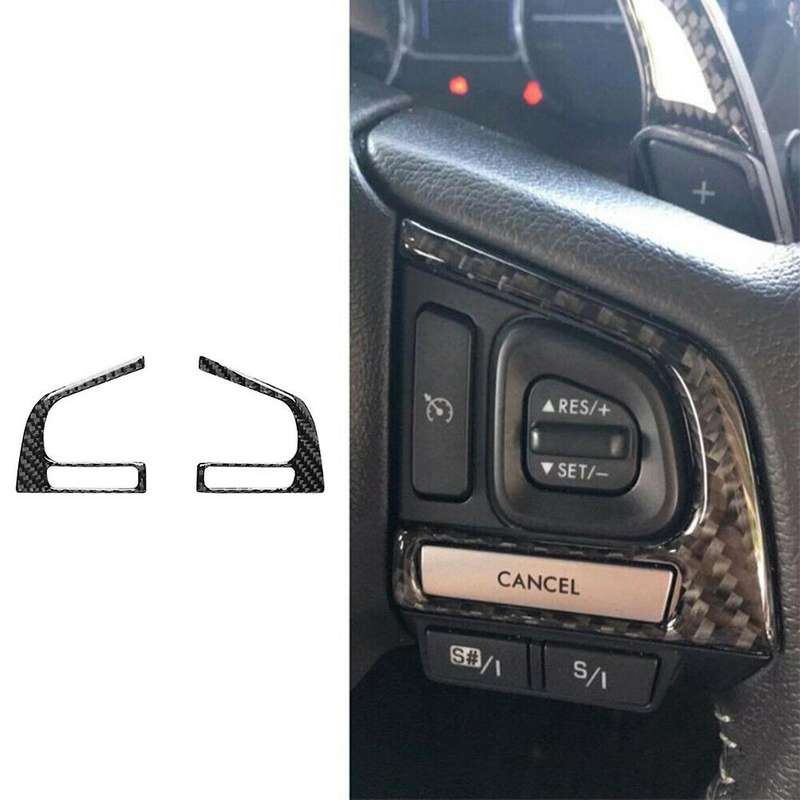 Carbon Fiber Interior Steering Wheel Button Cover Trim for 16-18