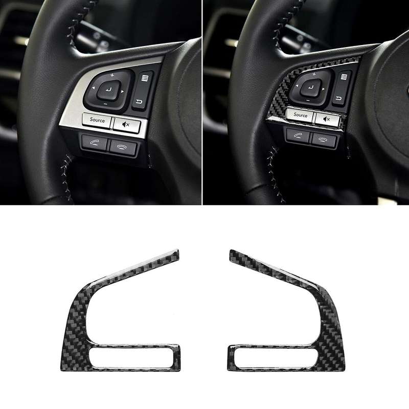 Carbon Fiber Interior Steering Wheel Button Cover Trim for 16-18