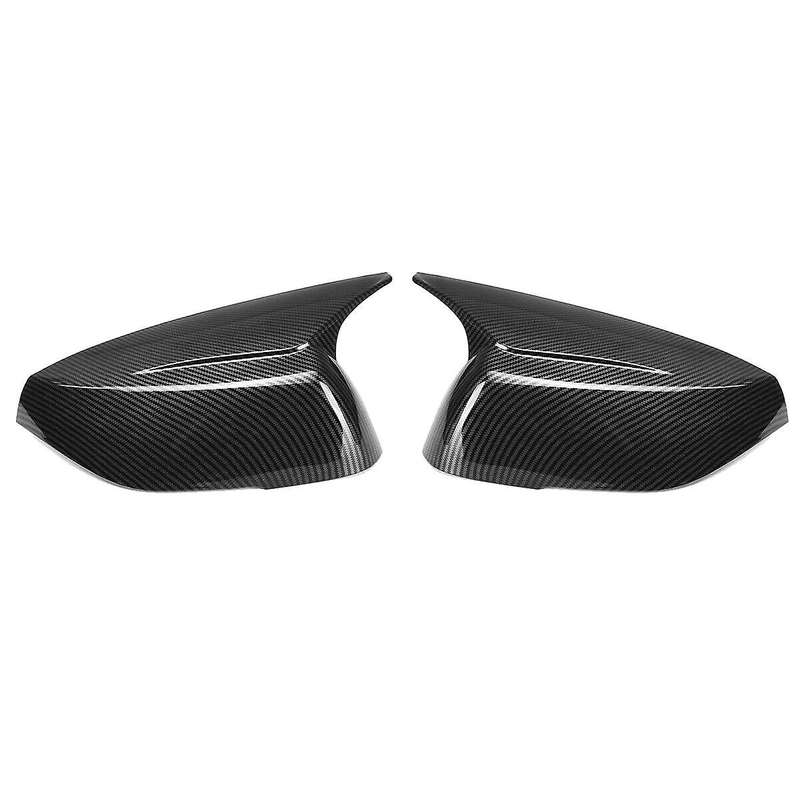 Carbon Fiber Look Horn Style Side Door Rearview Mirror Cover Trim Shells Cap for Q50 Q60 2015-2023 M