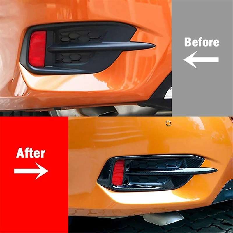 Carbon Fiber Look Car Rear Fog Light Grill Cover Trim for 10th 2016 2017 2018 2019 Rear Fog Lamp Gri