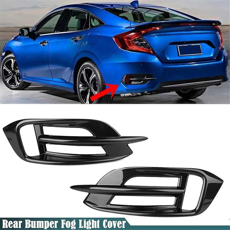 Carbon Fiber Look Car Rear Fog Light Grill Cover Trim for 10th 2016 2017 2018 2019 Rear Fog Lamp Gri