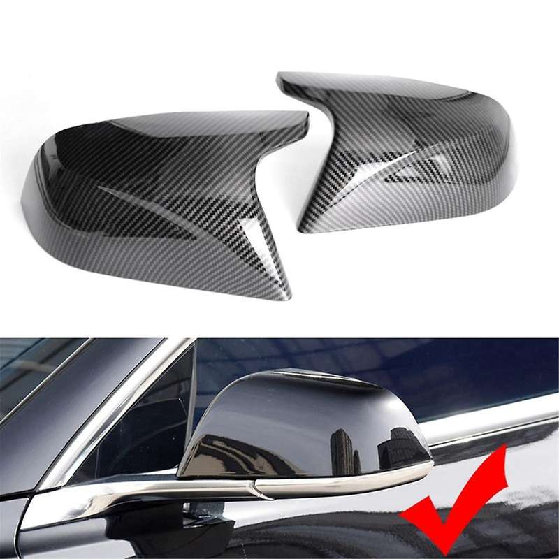 Carbon Fiber Look Rearview Mirror Cover Decor Cap Side Wing Mirror Cover Replacement for 2017-2023
