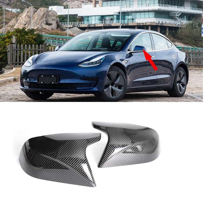 Carbon Fiber Look Rearview Mirror Cover Decor Cap Side Wing Mirror Cover Replacement for 2017-2023
