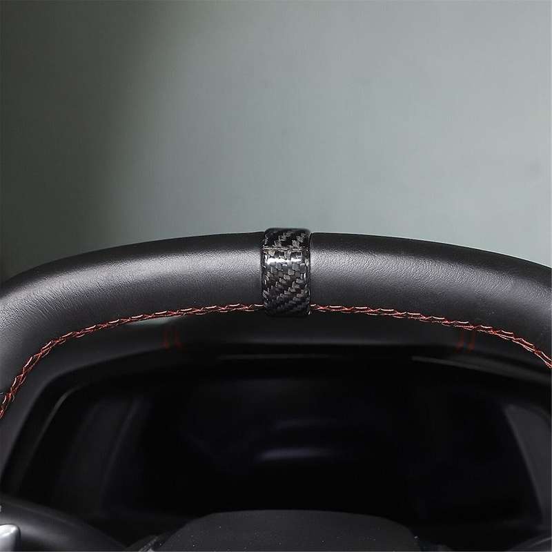 Carbon Fiber Pattern Car Steering Wheel Ring Trim Cover Sticker for C8 2020-2023 Car Interior Access
