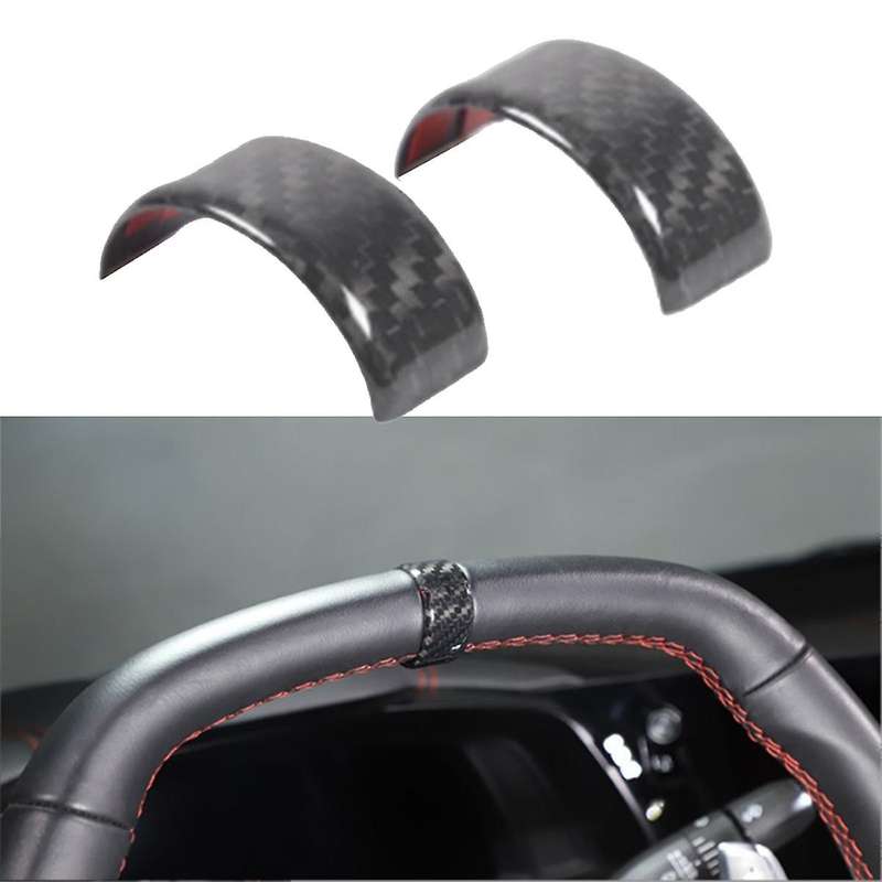 Carbon Fiber Pattern Car Steering Wheel Ring Trim Cover Sticker for C8 2020-2023 Car Interior Access