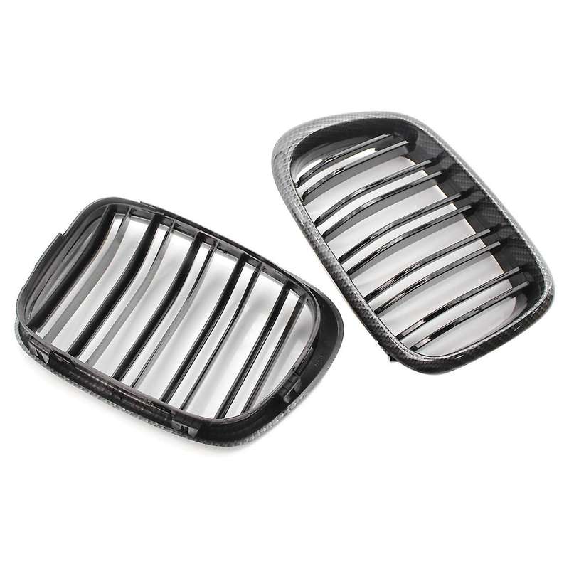 Carbon Fiber Pattern Front Hood Kidney Grille Grill Dual Line for  E39 5Series 525 528 1995-2003 Fro