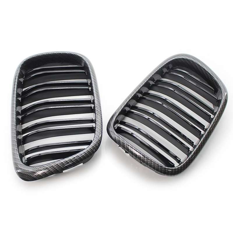 Carbon Fiber Pattern Front Hood Kidney Grille Grill Dual Line for  E39 5Series 525 528 1995-2003 Fro
