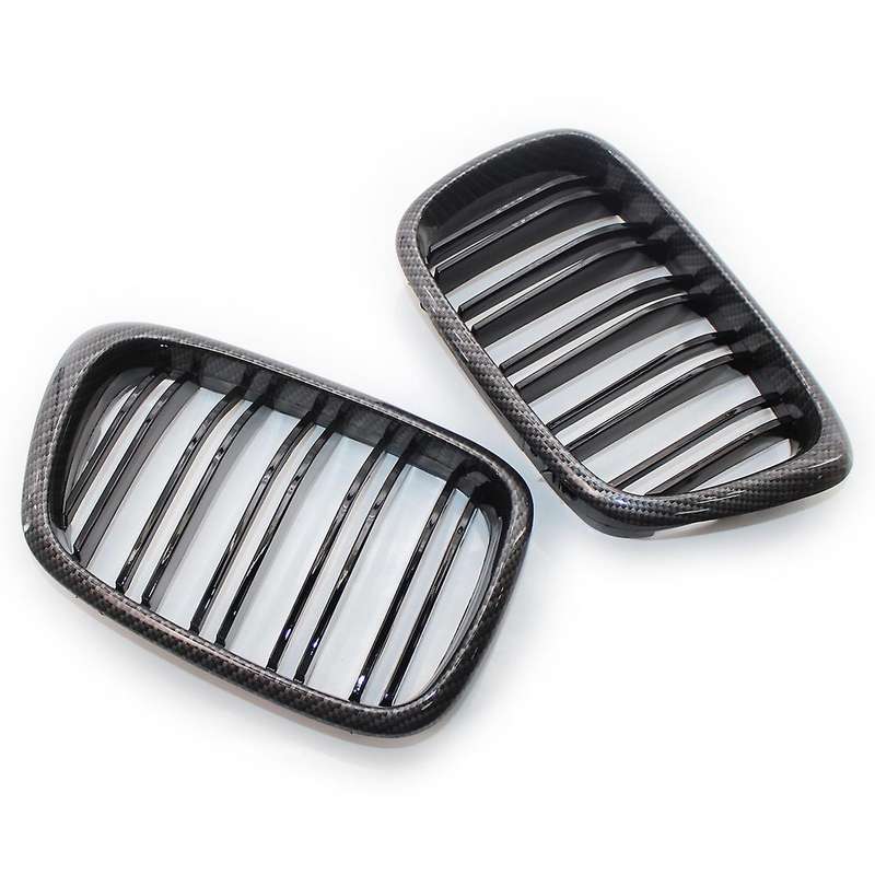 Carbon Fiber Pattern Front Hood Kidney Grille Grill Dual Line for  E39 5Series 525 528 1995-2003 Fro