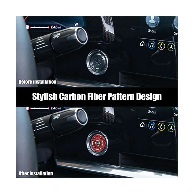 Carbon Fiber Push Start Button, Engine Start Stop Button Ignition Button Cover for C8 2020 2021 202