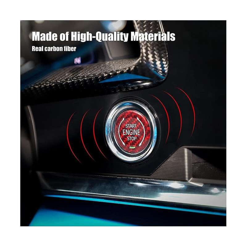 Carbon Fiber Push Start Button, Engine Start Stop Button Ignition Button Cover for C8 2020 2021 202