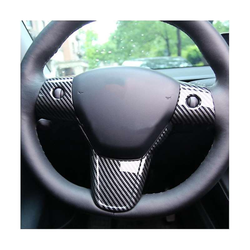 Carbon Fiber Pattern Steering Wheel Trim Sticker Steering Wheel Frame for Model Y
