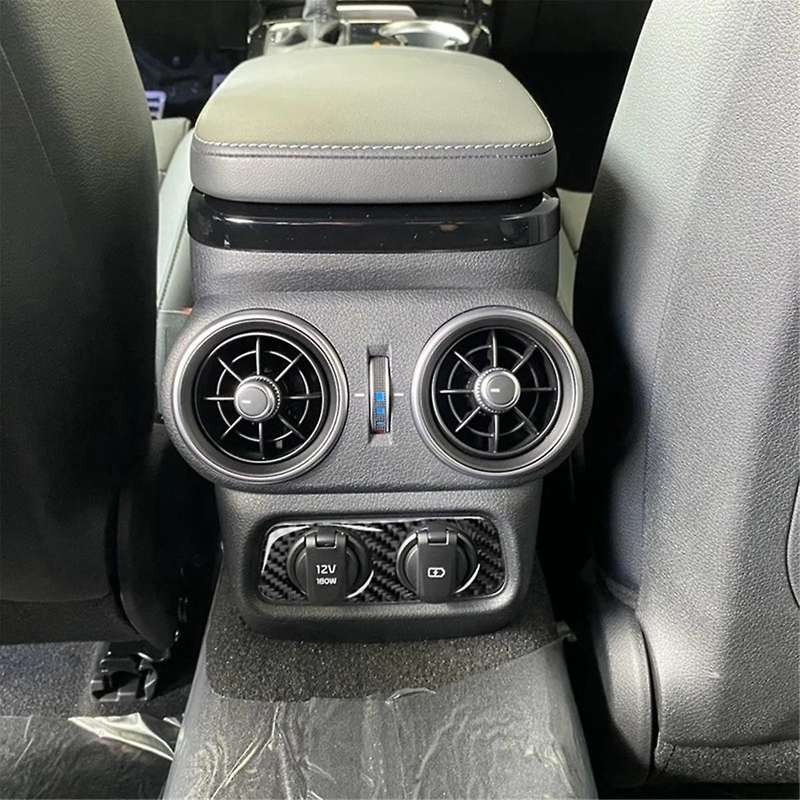 Carbon Fiber Rear Air Outlet Seat Armrest Box Charge Plug Decorative Cover Interior Sticker for 2018